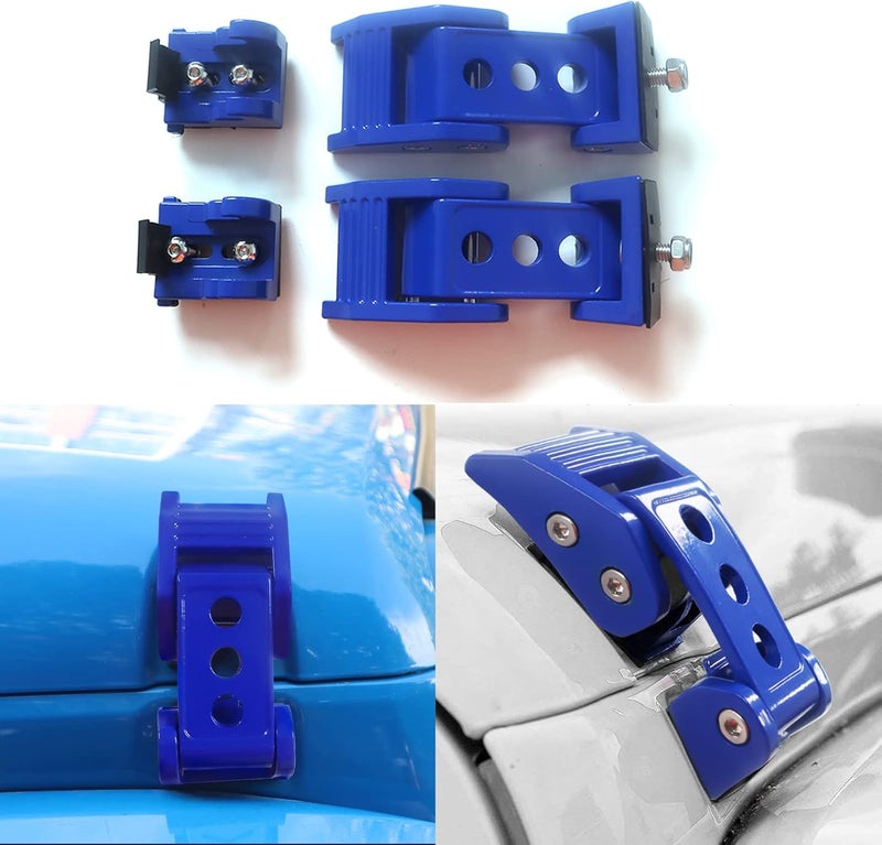 Brangstak Stainless Steel Latch Hood Capture Kit for 2007-2018 Jeep Wrangler JK JKU and 2018-2022 Jeep Wrangler JLJLU Gladiator 2-Door and 4-Door (Blue) - Image 1